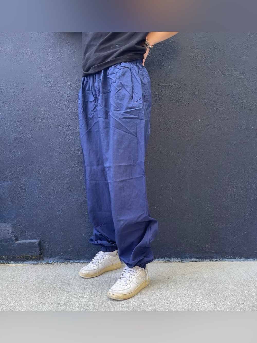Vintage 90s navy blue Nike windbreaker track pants size XL